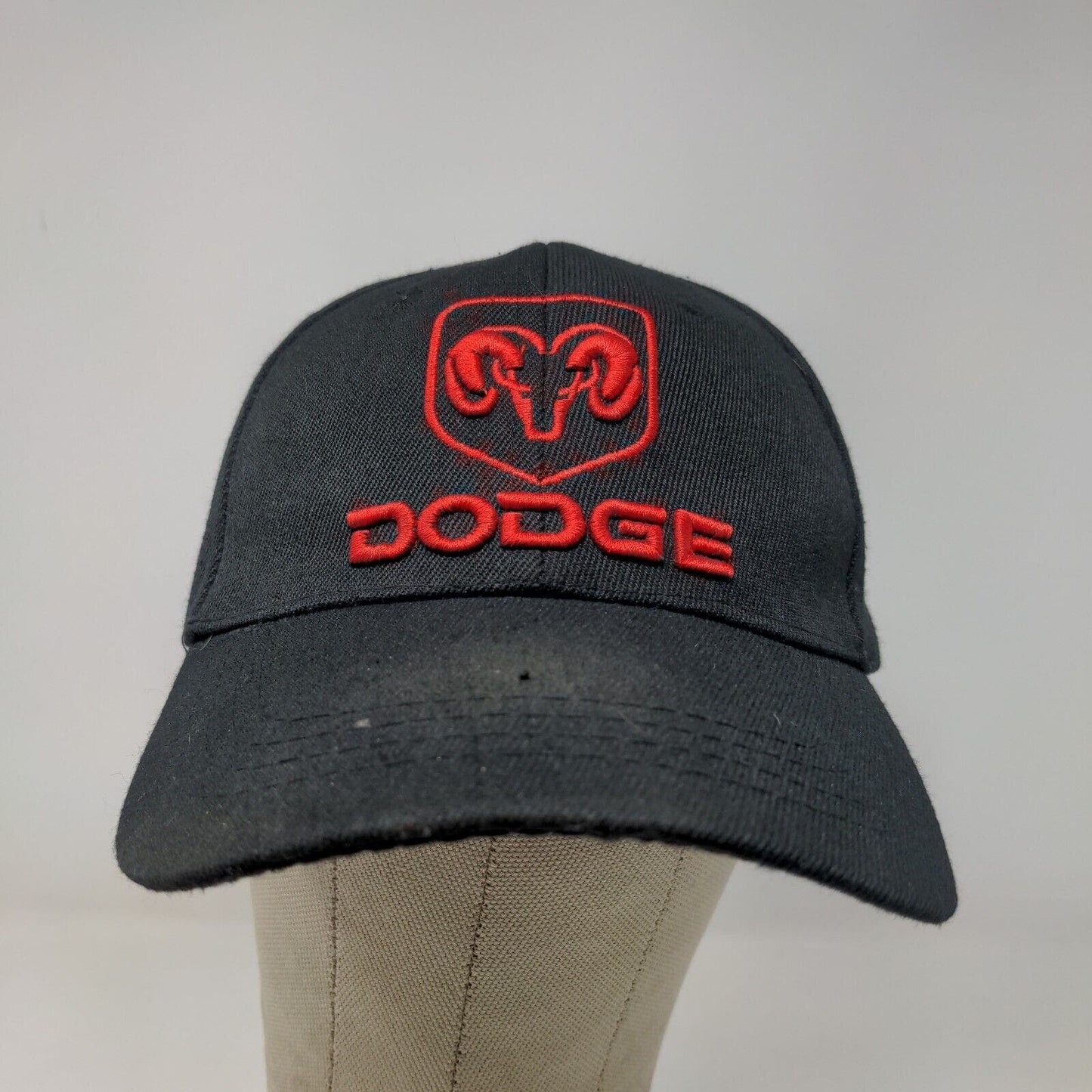 Dodge Ram Men's Strapback Hat Black Red OSFA Embroidered Logo 100% Cotton