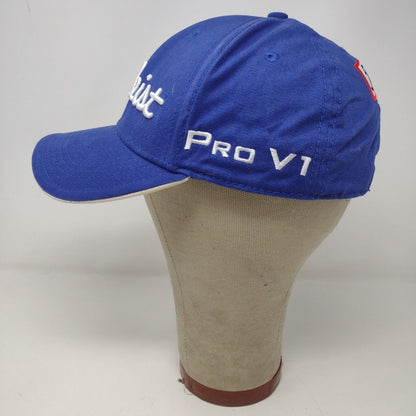 Titleist Golf Mens Pro V1 Slideback Hat Blue Adjustable Embroidered Logos