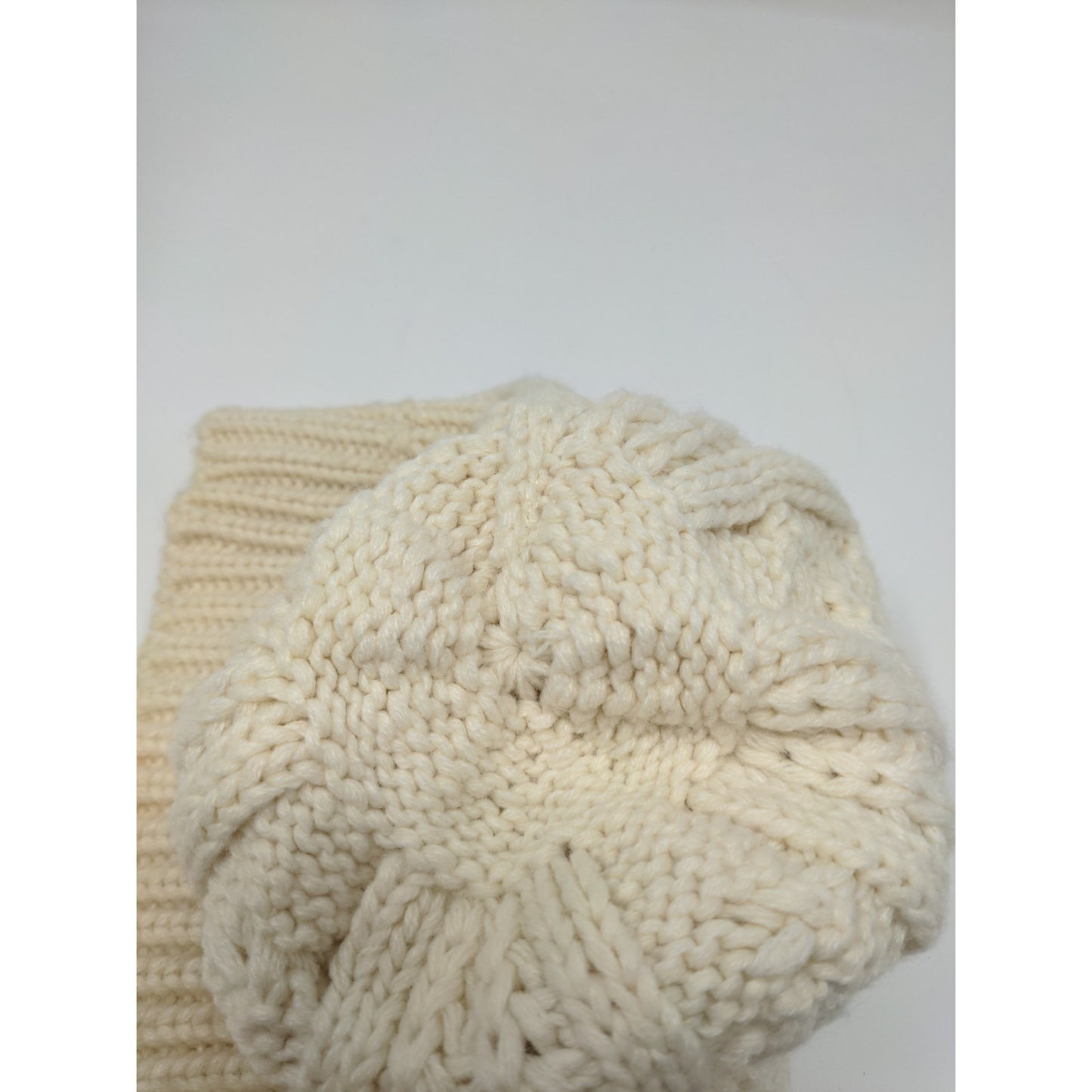 K Accessories Cable Knit Beanie Hat Cream 100% Recycle Material