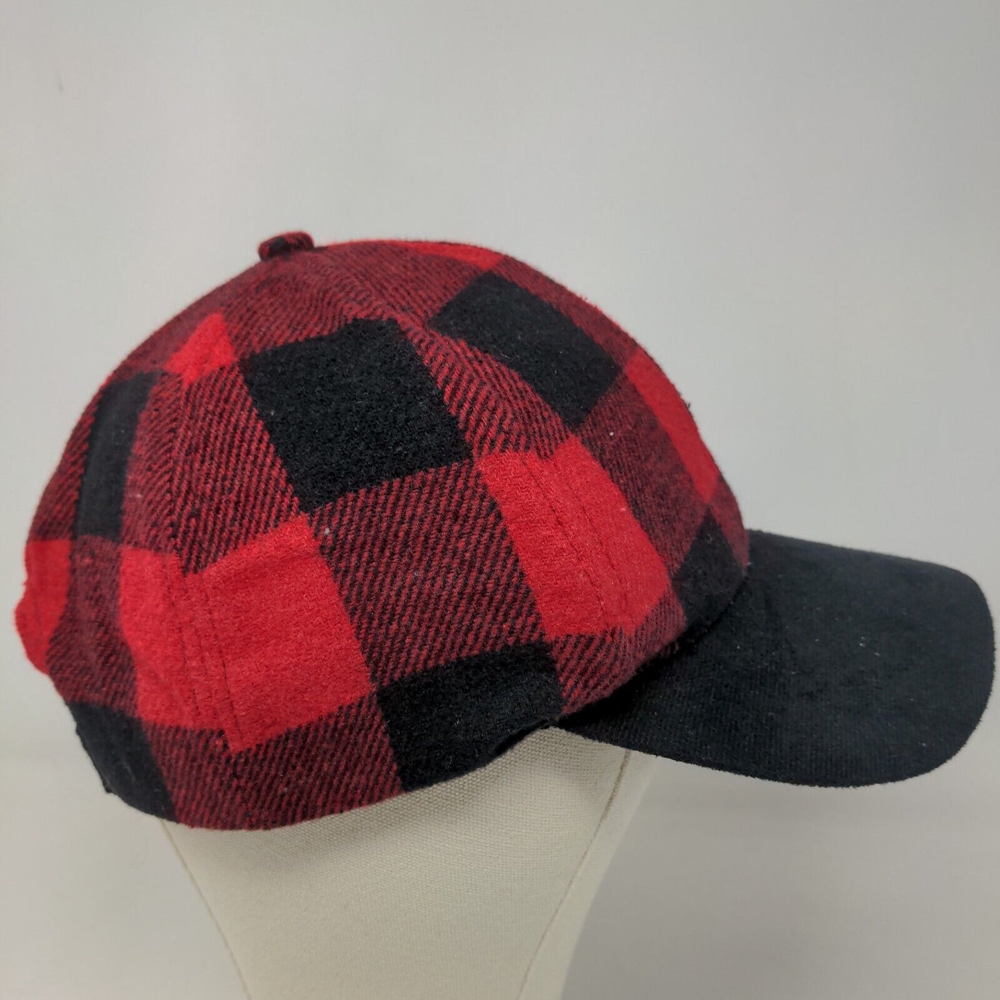 Unbranded Men's Buffalo Plaid Strapback Hat Black Red Adjustable Blank