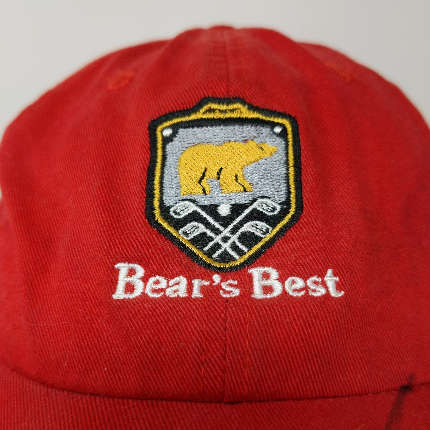 Las Vegas Bear's Best Golf Course Dobber Slideback Hat Embroidered Logo Red