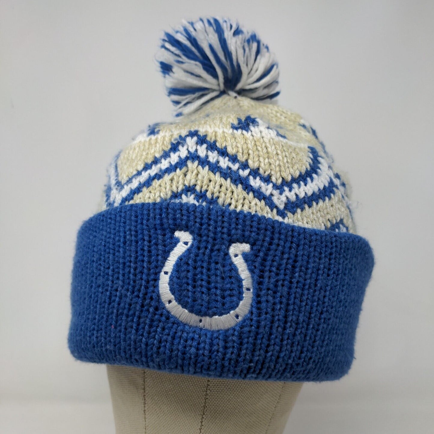 Reebok NFL Team Apparel Knit Beanie Hat Indianapolis Colts Blue Cream OSFA