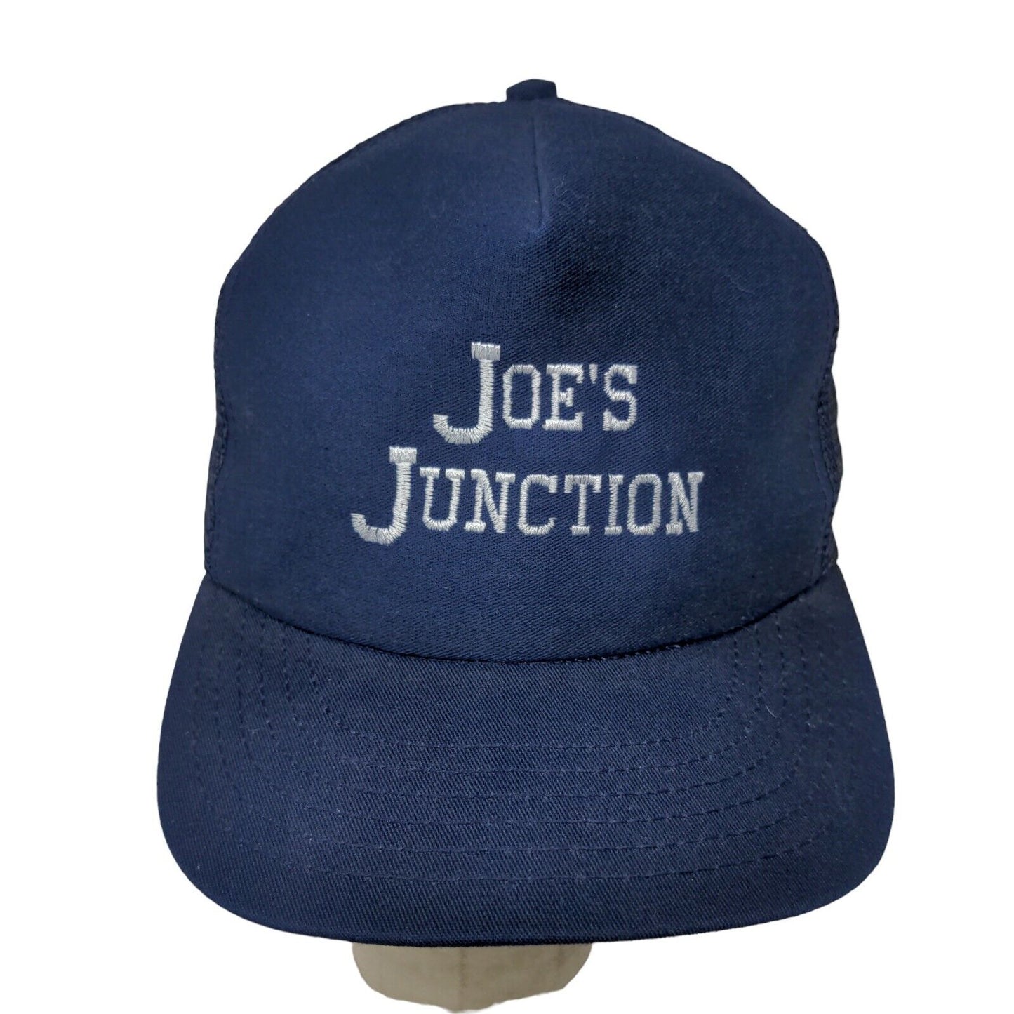 Joe's Junction Blue Snapback Meshback Hat Cap Made in USA Embroidered Spell Out