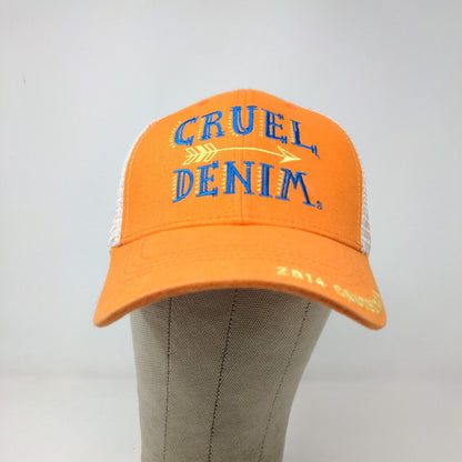 Cruel Denim Men's Strapback Mesh Back Hat Orange White Adjustable 2014