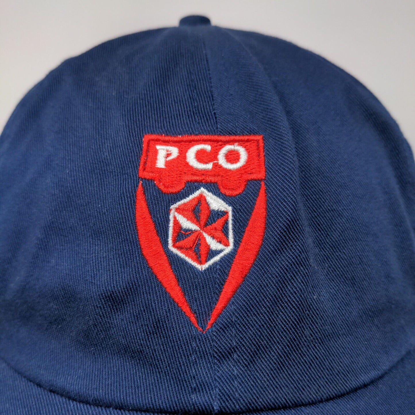 Cotton Deluxe Men's Slideback Hat Blue Adjustable PCO Embroidered Logo