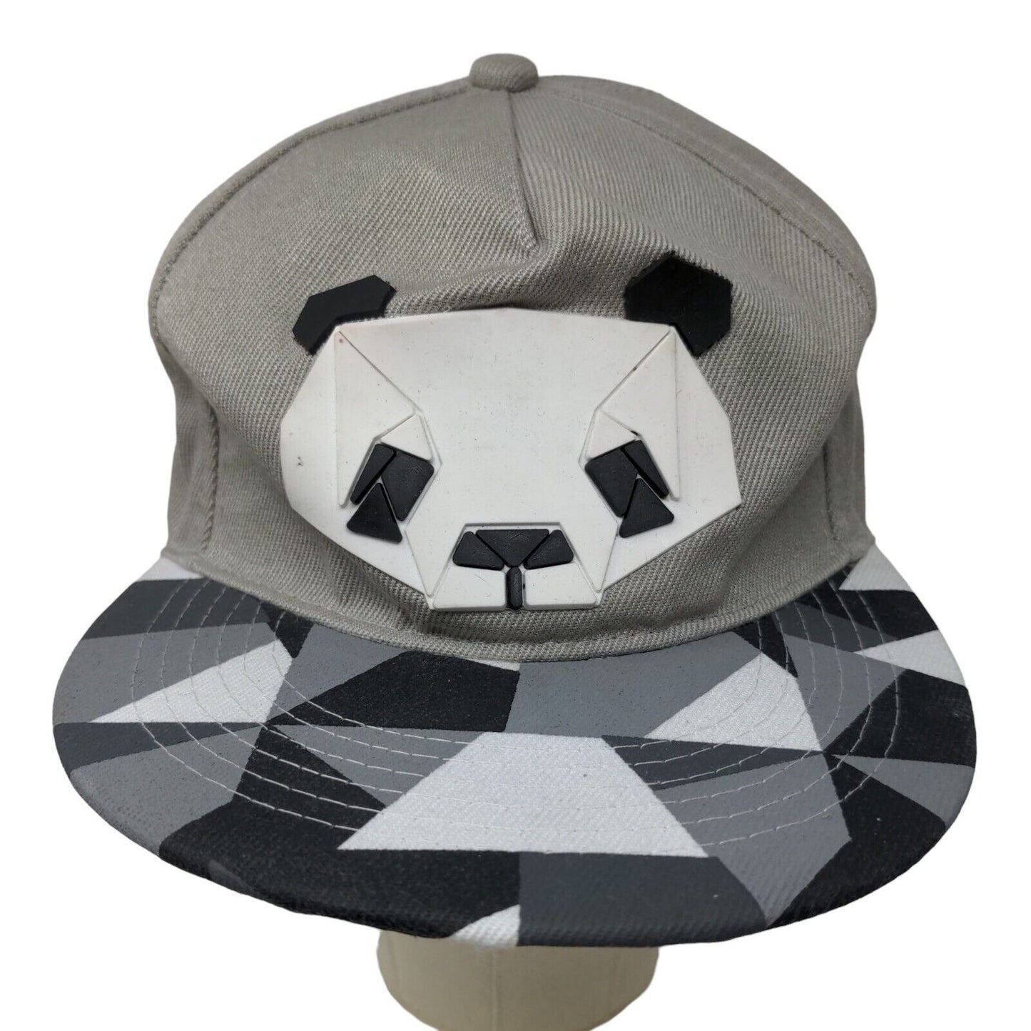 Unbranded Men's Snapback Hat Gray Adjustable 3D Panda Big Logo 100% Acrylic