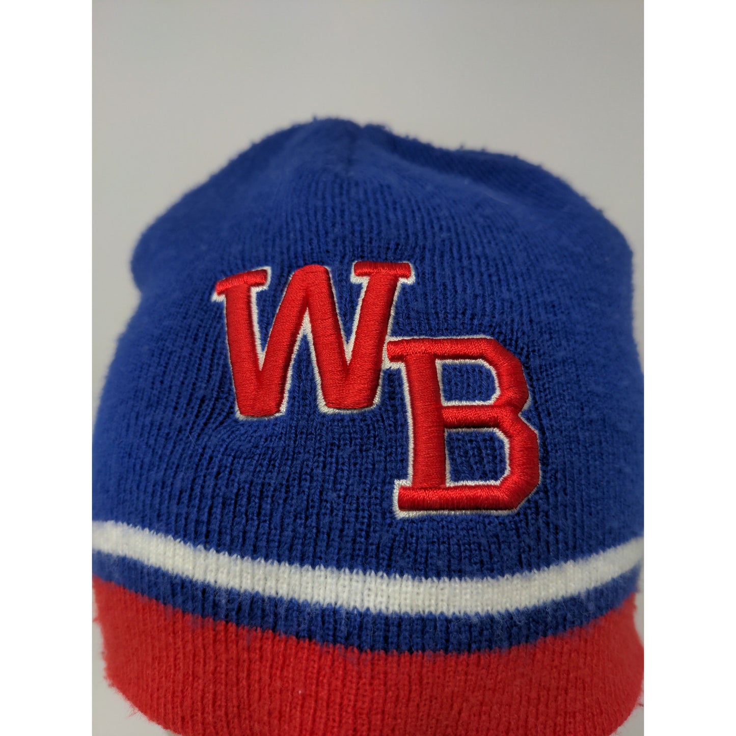 PrepGear Beanie Hat 100% Acrylic Red White Blue Embroidered WB Logo