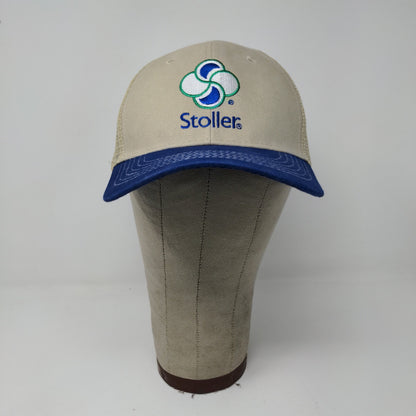 Stoller USA Strapback Mesh Back Hat Embroidered Logo Blue Tan