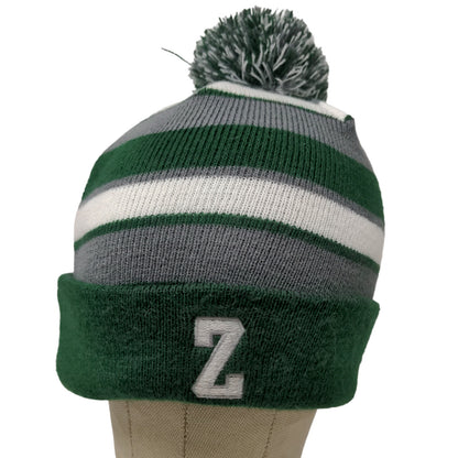 Holloway Men's Beanie Cap Hat Green Gray Striped OSFM Embroidered Z Logo