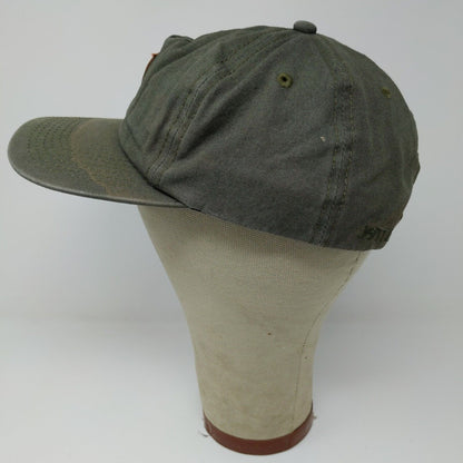 Jetty Life Marine Supply Olive Green Cap Hat Adjustable Leather Strap Buckle