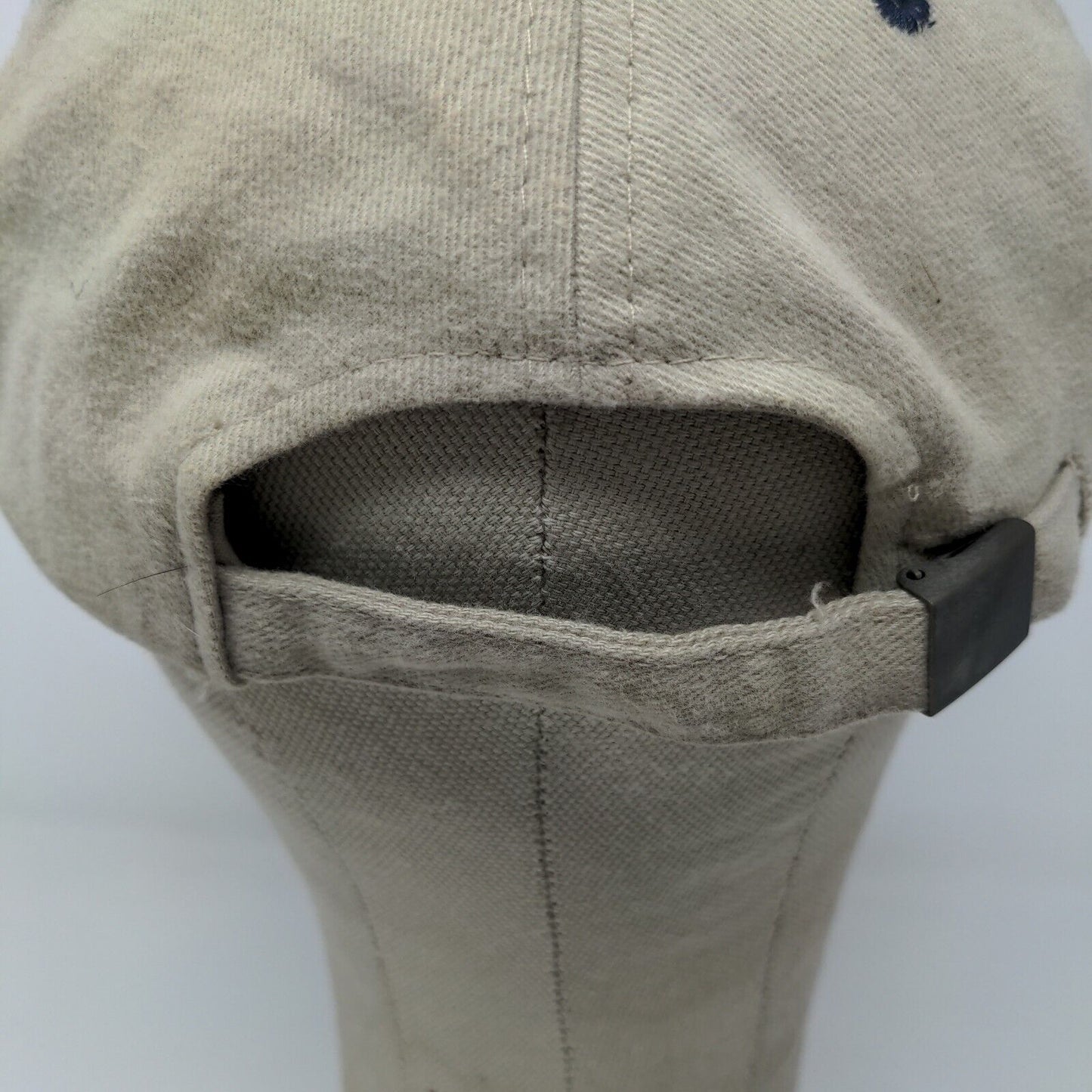 Lighthouse Landings Slideback Hat Beige Blue Adjustable Embroidered Logo