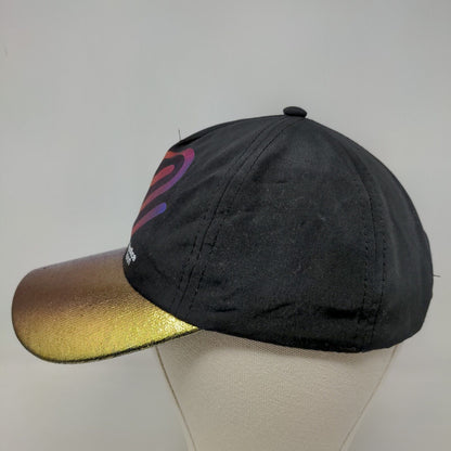 Justice Girl's Snapback Hat Black OSFM Rainbow Bill Graphic Adjustable