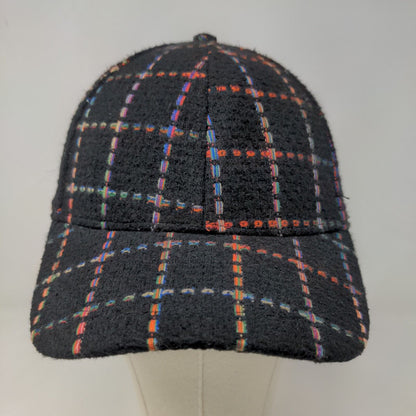 BP Women's Strapback Hat Black Rainbow Striped Adjustable Knit Pattern