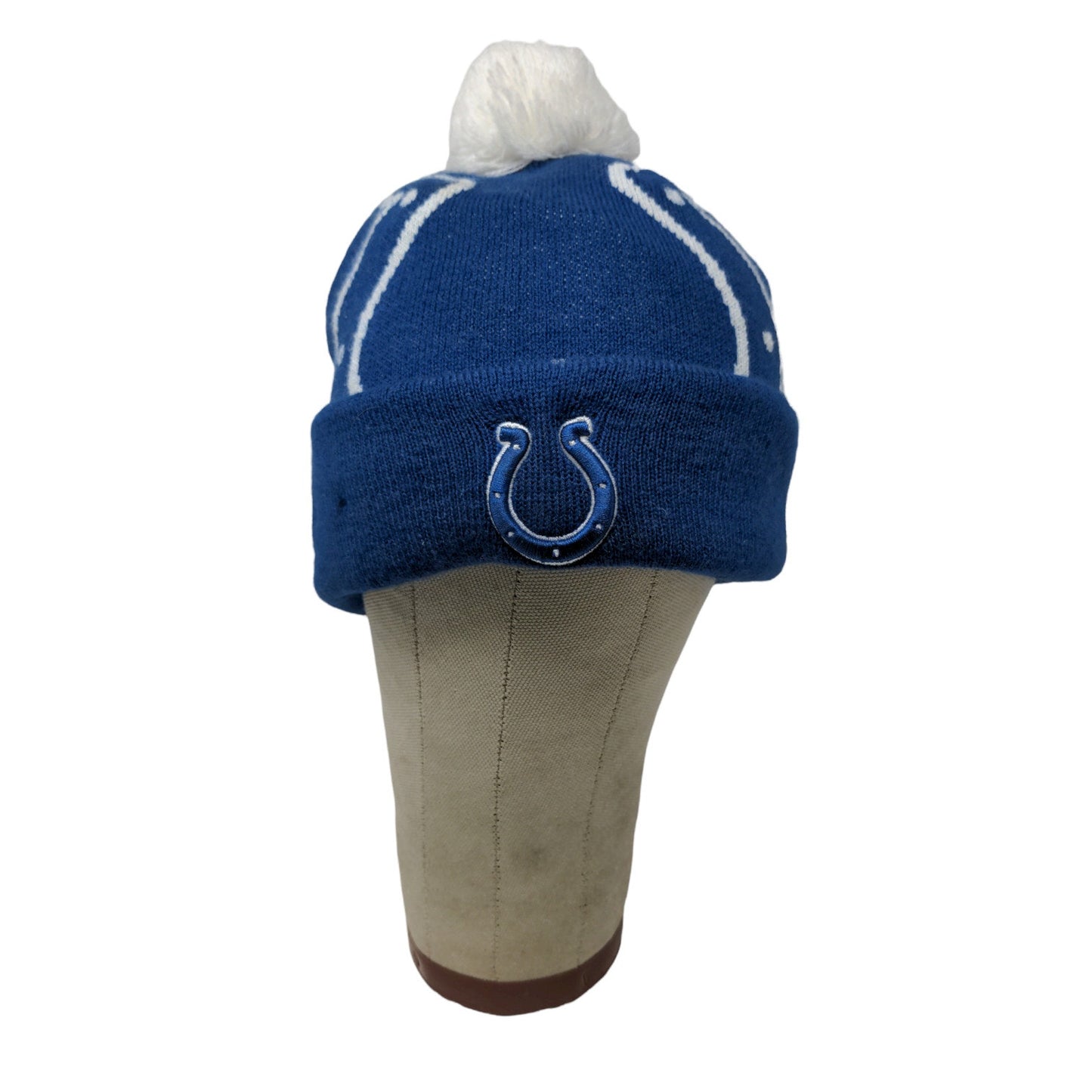 New Era NFL Indianapolis Colts Football Beanie Hat Embroidered Logo Pom Pom Blue