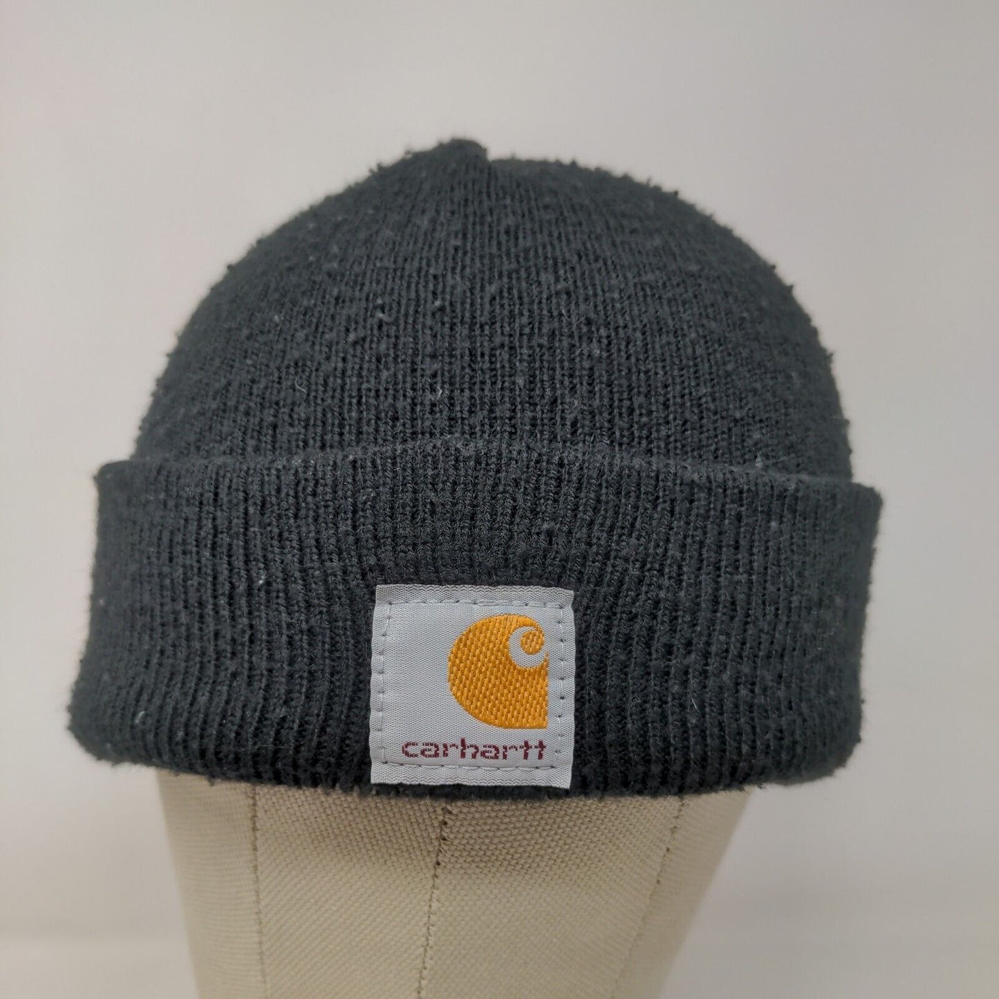 Carhartt Boys Knit Beanie Hat Black OSFM Youth Patch Logo Acrylic