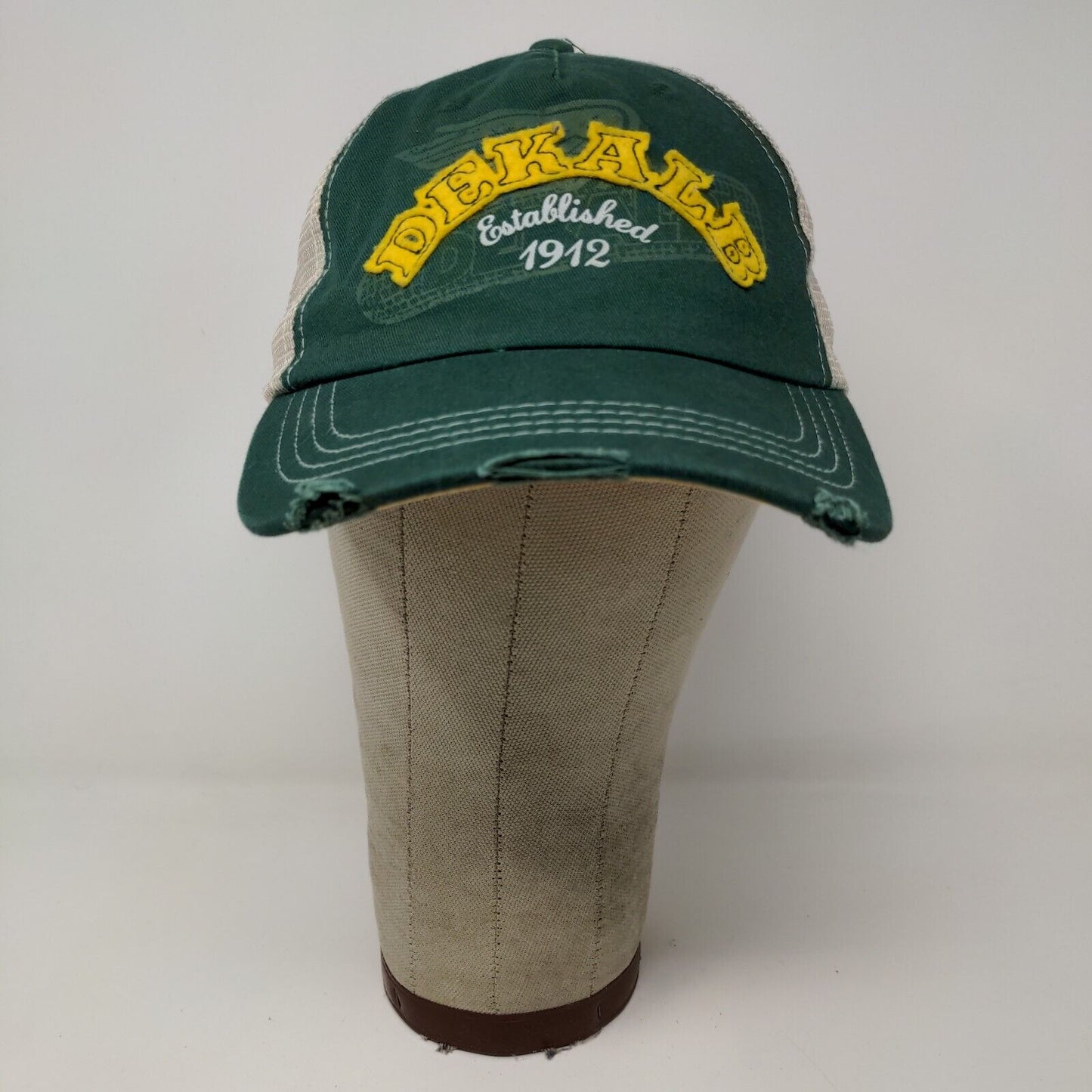 Dekalb Speed Mesh Back Strapback Hat Green Yellow OSFM Embroidered Logo