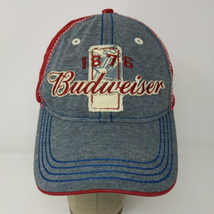 Budweiser Strapback Hat Embroidered Logo Red & Gray Adjustable