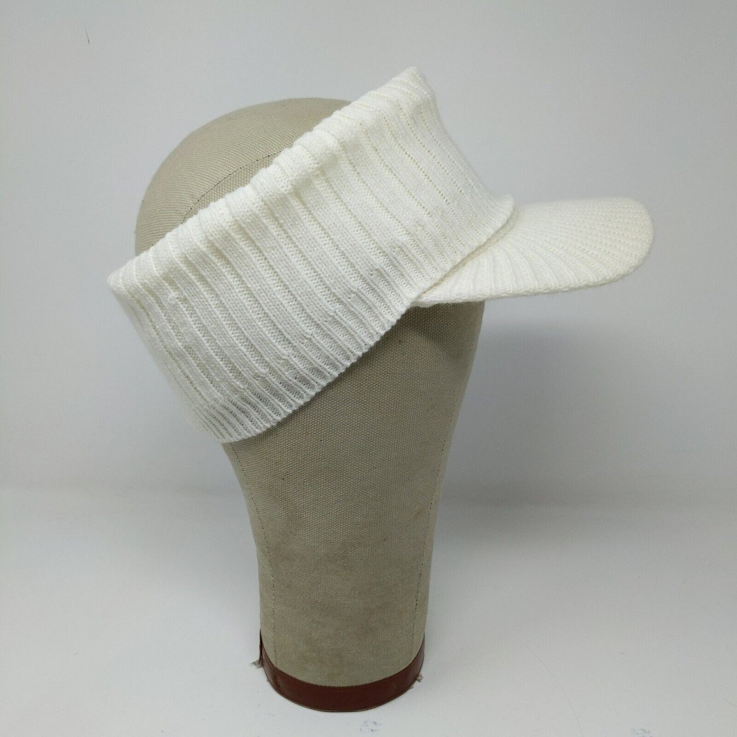 Atlantis USA Cap Visor White Soft Warm Ribbed Knit OSFA Acrylic