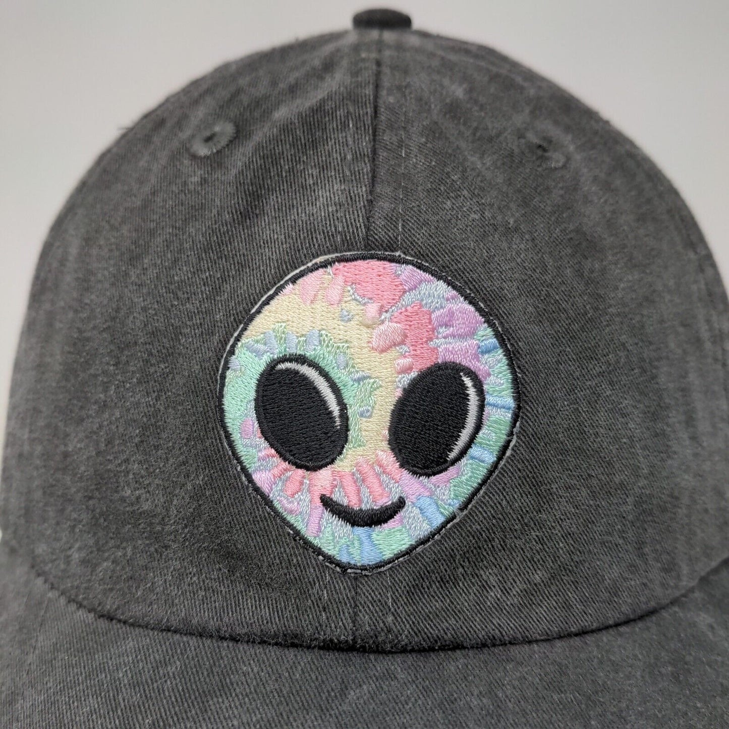 Unbranded Men's Slideback Hat Gray Adjustable Colorful Alien Embroidered Logo