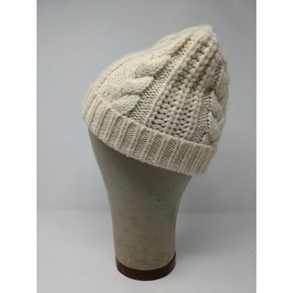 K Accessories Cable Knit Beanie Hat Cream 100% Recycle Material