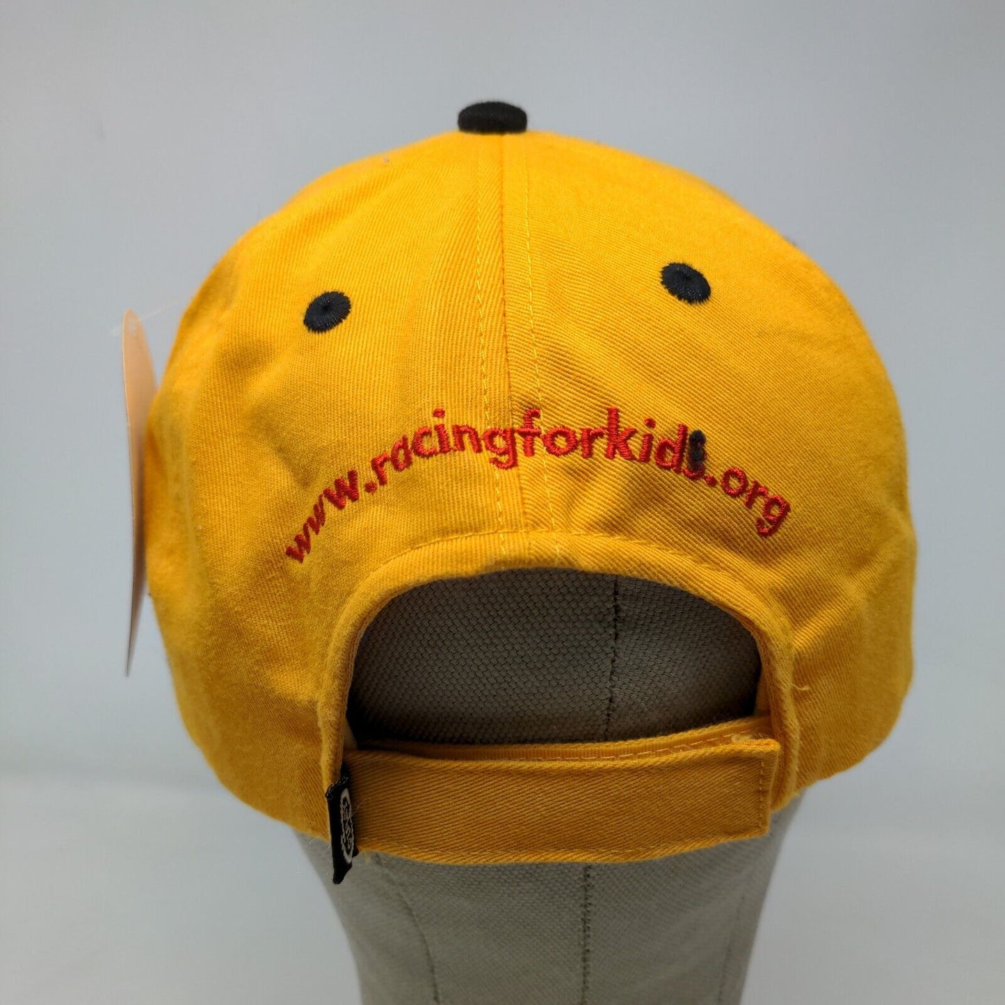Racing for Kids Men's Strapback Hat Yellow Autographed Embroidered Logo