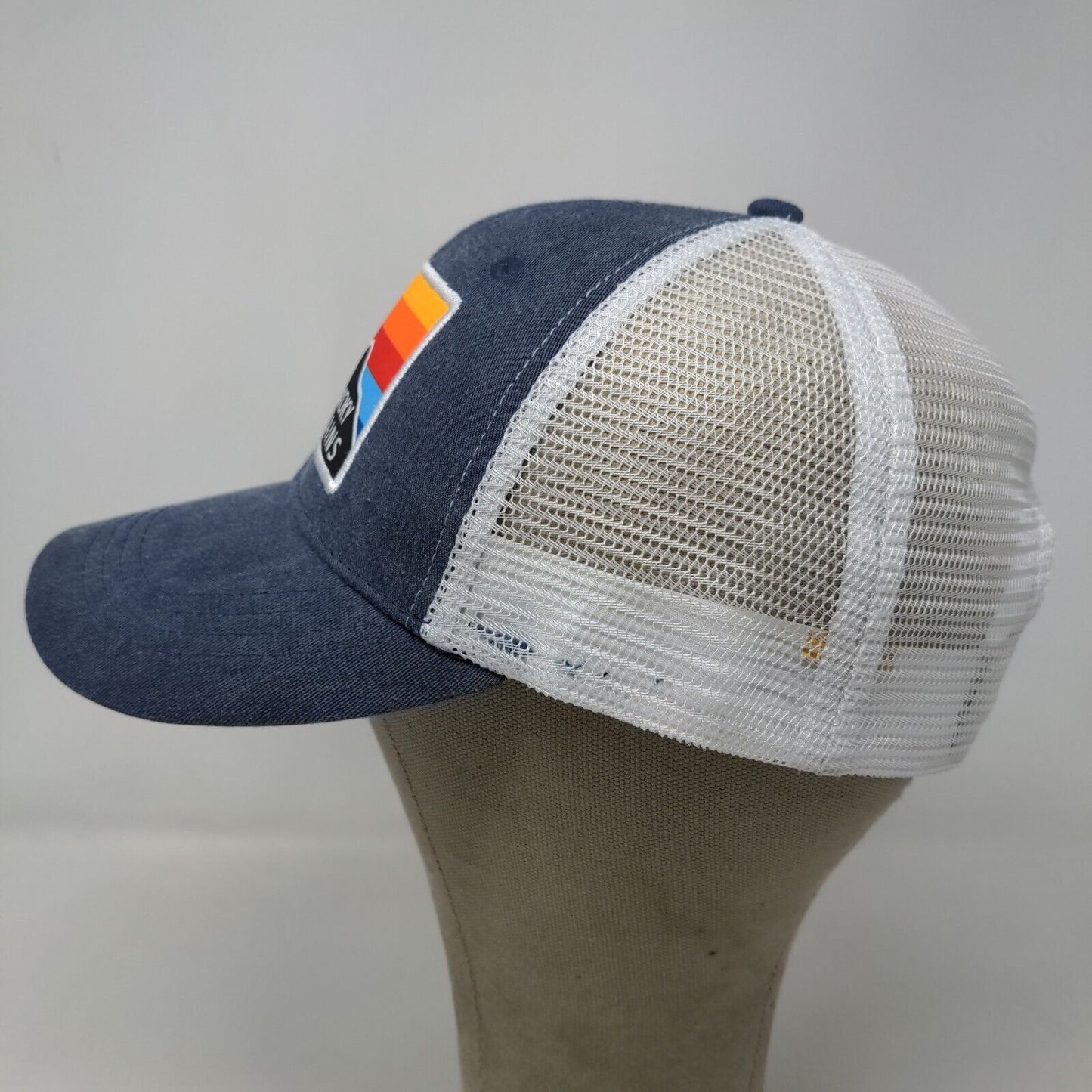 Great Smoky Mountains Men's Hat Snapback Mesh Back Blue White Adjustable