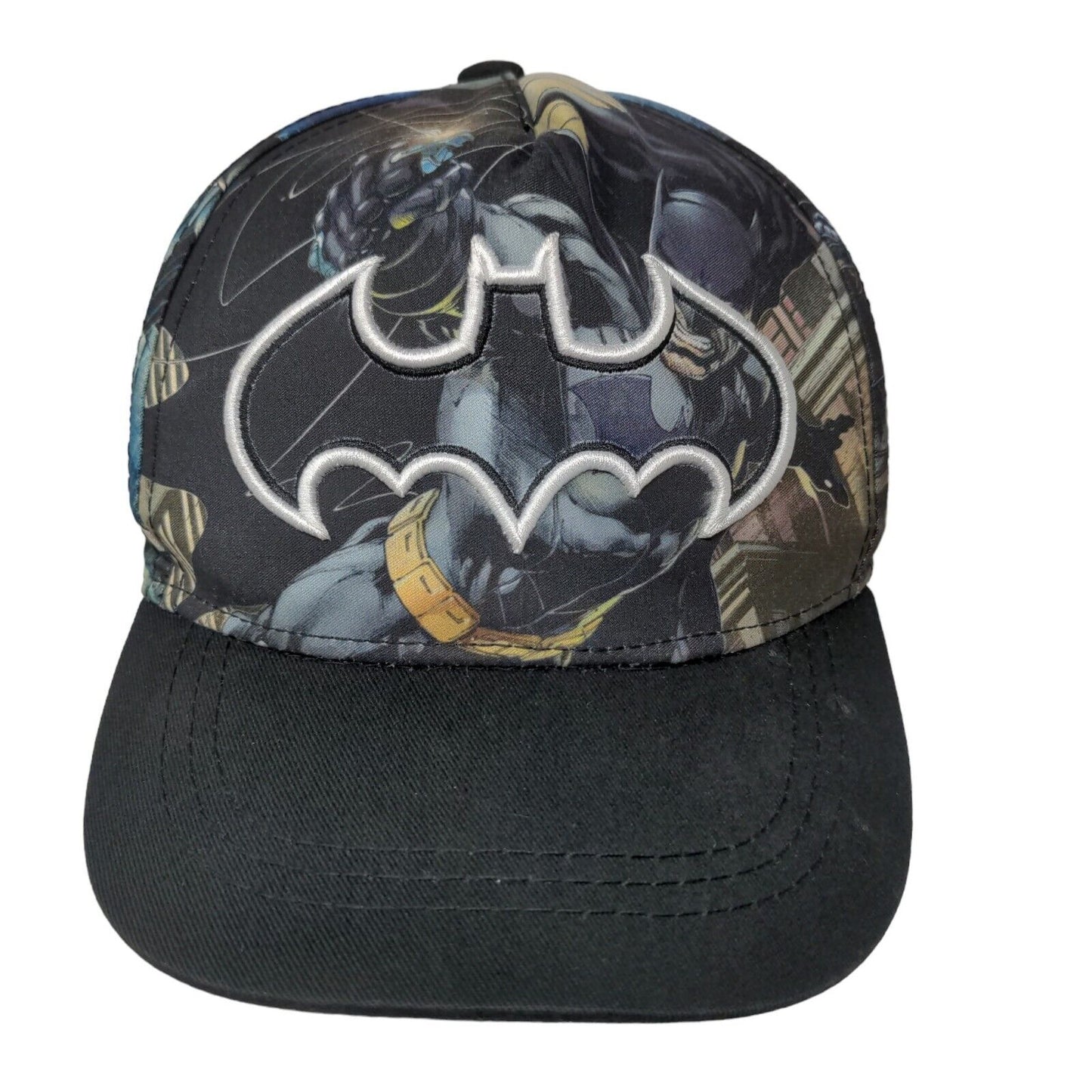 Batman Boy's Snapback Hat Multicolor S/M 4-7 Years All Over Print Embroidered