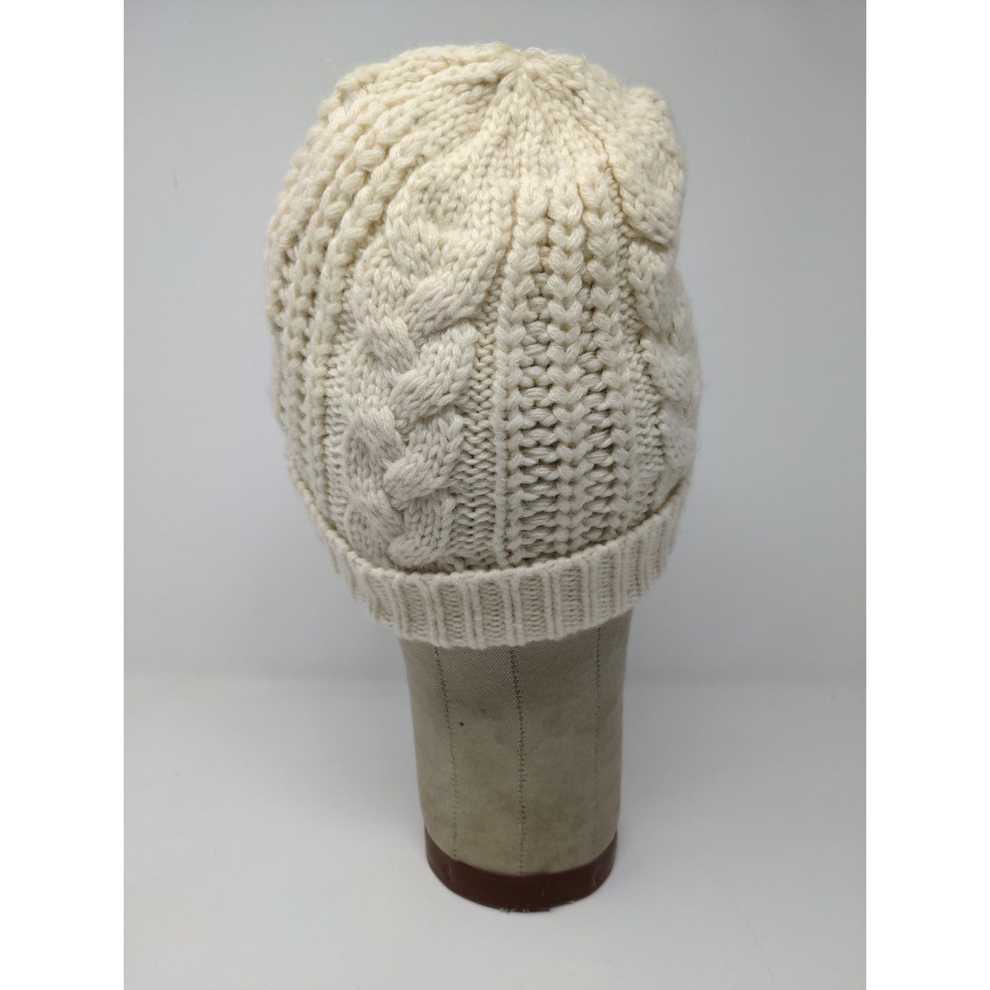 K Accessories Cable Knit Beanie Hat 100% Recycle Material Cream