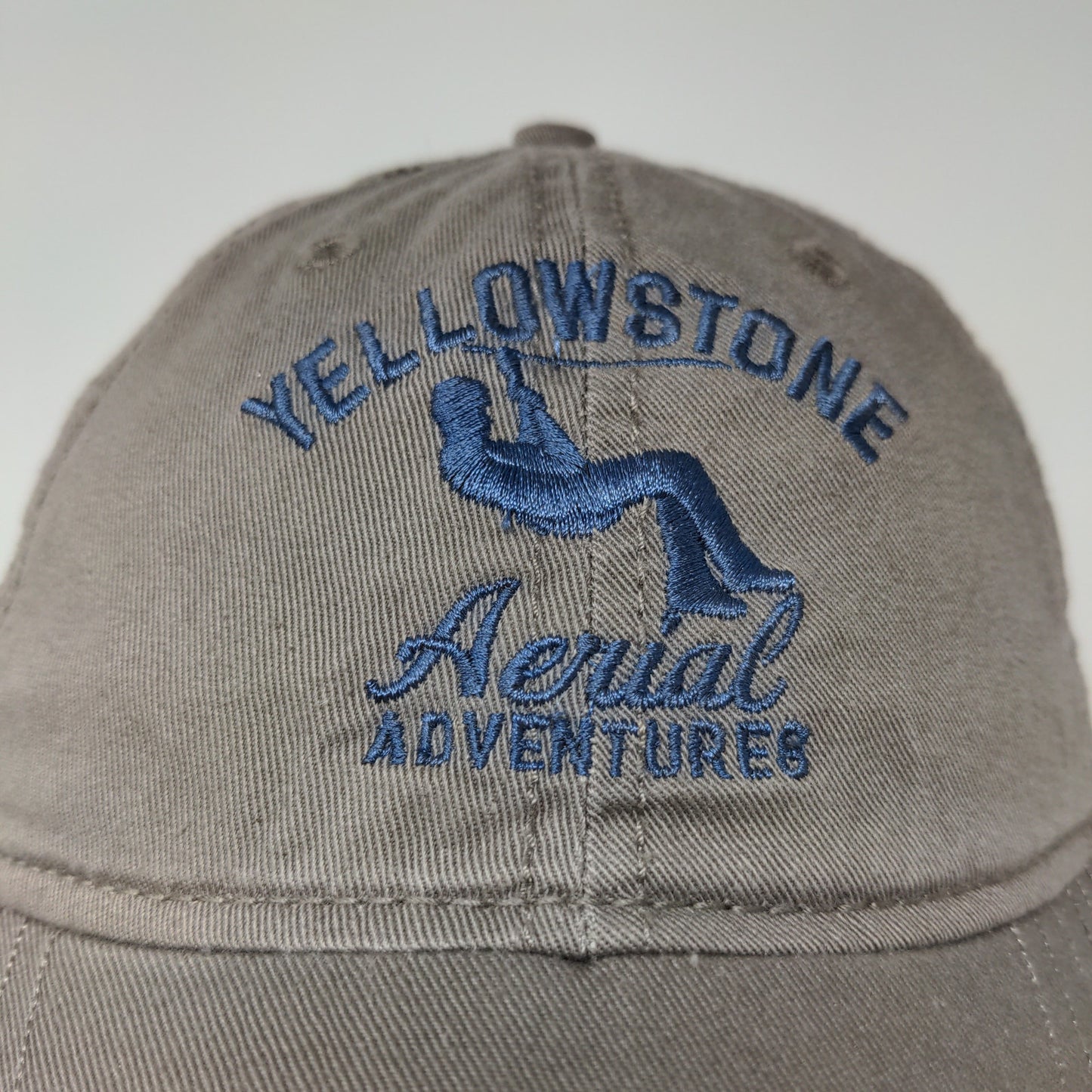 Yellowstone Aerial Adventures Strapback Hat Brown Embroidered Logo Zip Line