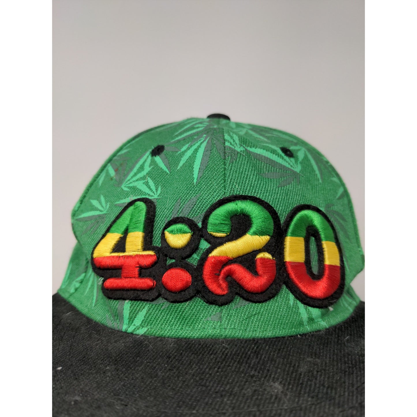 4:20 Snapback Flate Bill Hat Ganja Weed MJ Hat Green Embroidered Logo