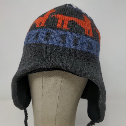 Unbranded Men's Knit Beanie Hat Gray OSFM Wool Blend Lined Llama Pattern