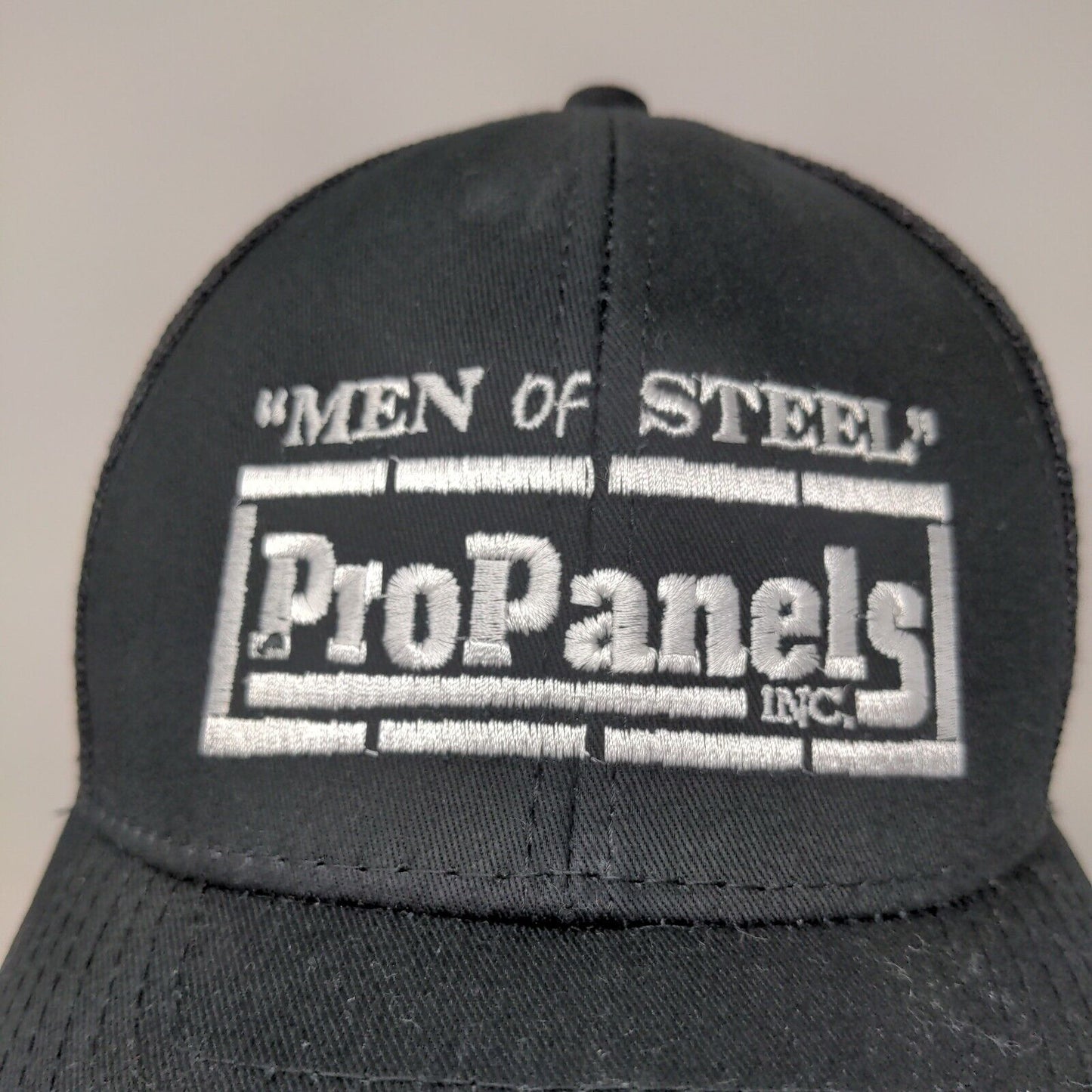 Pro Panels Inc Men Of Steel Black Strap Back Hat Outdoor Cap Platinum OSFA