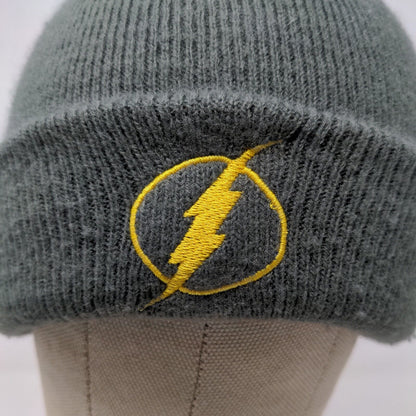 The Flash Boys Knit Beanie Hat Gray Embroidered Logo DC Comics