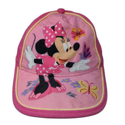 Disney Girl's Snapback Hat Pink Yellow Graphic Minnie Mouse Logo Cotton