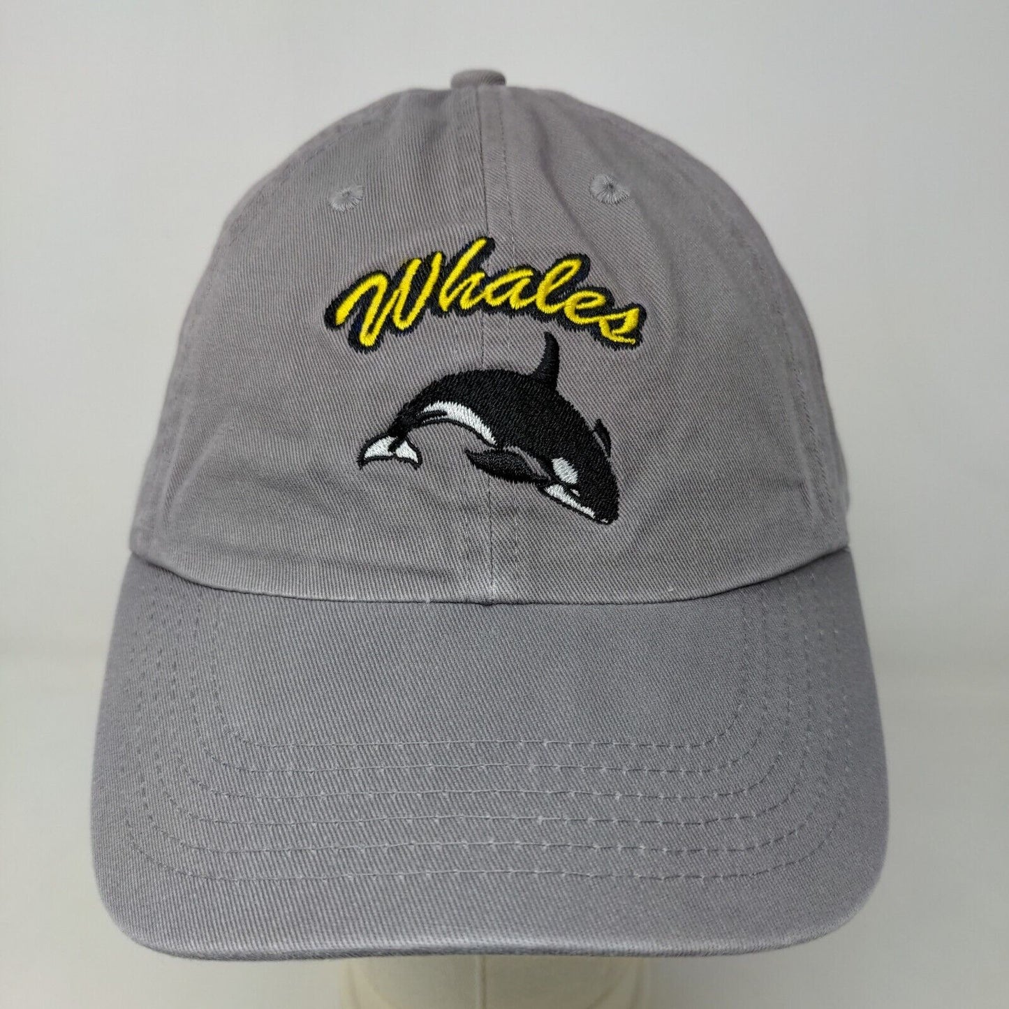 Unbranded Men's Slideback Hat Gray Adjustable Embroidered Whales Logo Cotton