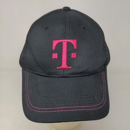 T Mobile Men's Strapback Hat Black Pink Size OSFA Embroidered Logo Cotton