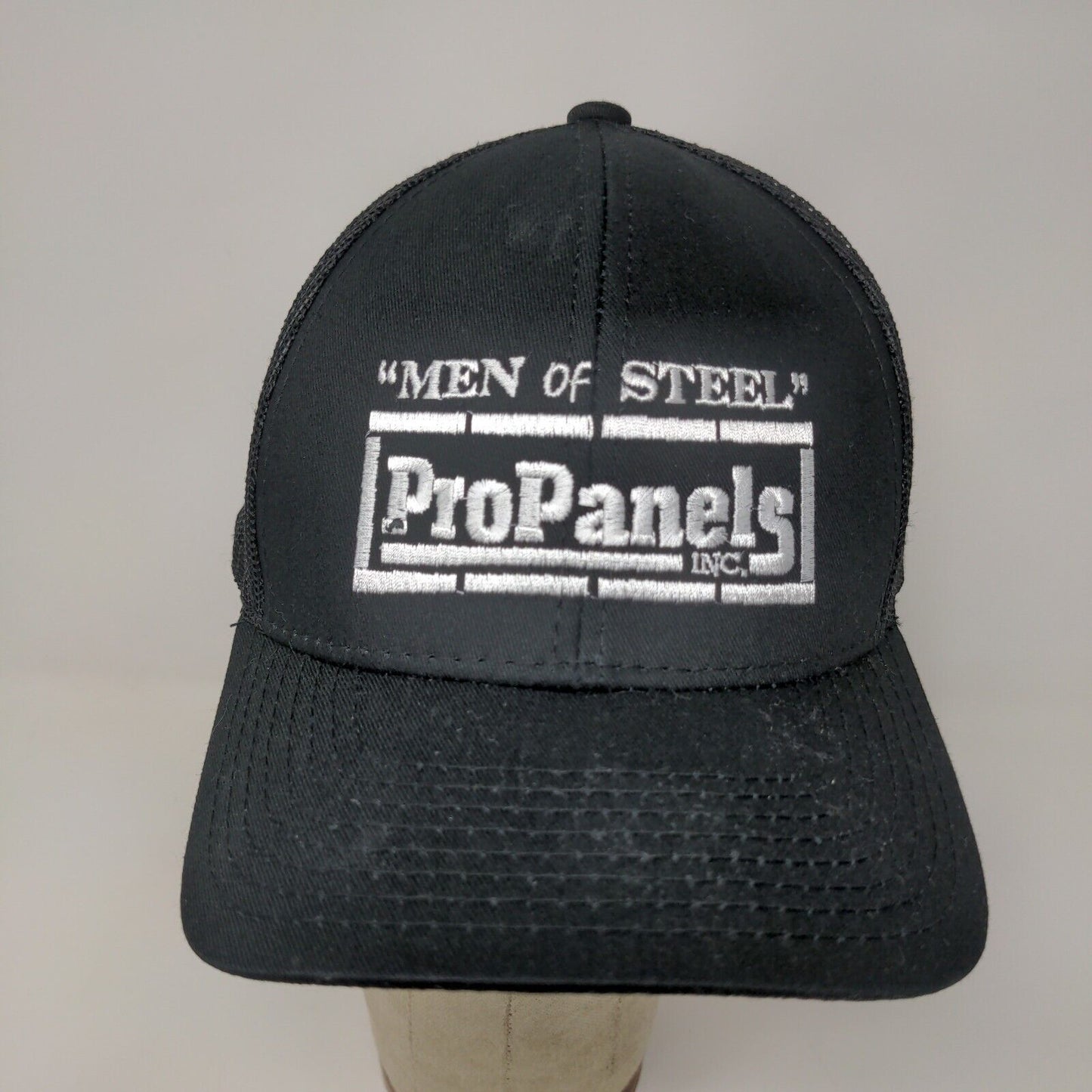 Pro Panels Inc Men Of Steel Black Strap Back Hat Outdoor Cap Platinum OSFA