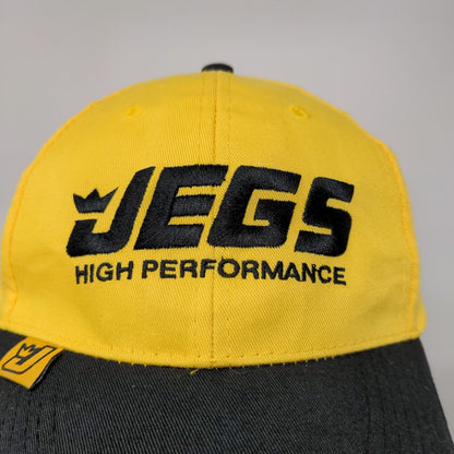 JEGS High Performance Strapback Hat Black Yellow Adjustable Embroidered Logo