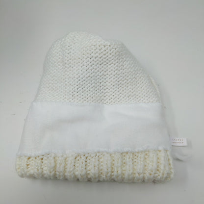 Lauren Conrad Knit Beanie Hat White Cream Faux Fur Pom Pom W/ Pin