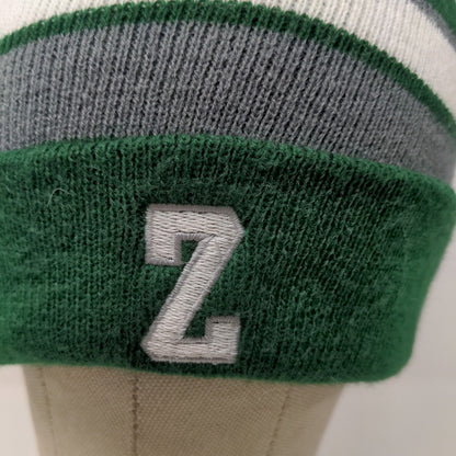 Holloway Men's Beanie Cap Hat Green Gray Striped OSFM Embroidered Z Logo