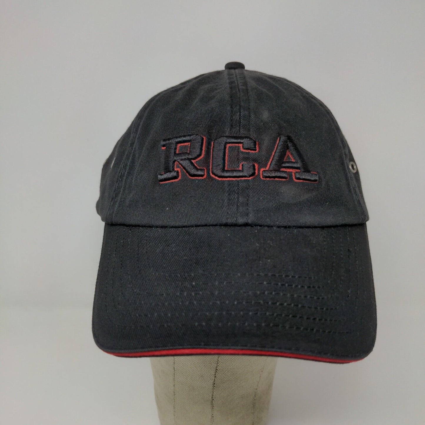 RCA Embroidered Strapback Hat Cap Black Red Accents 100% Cotton