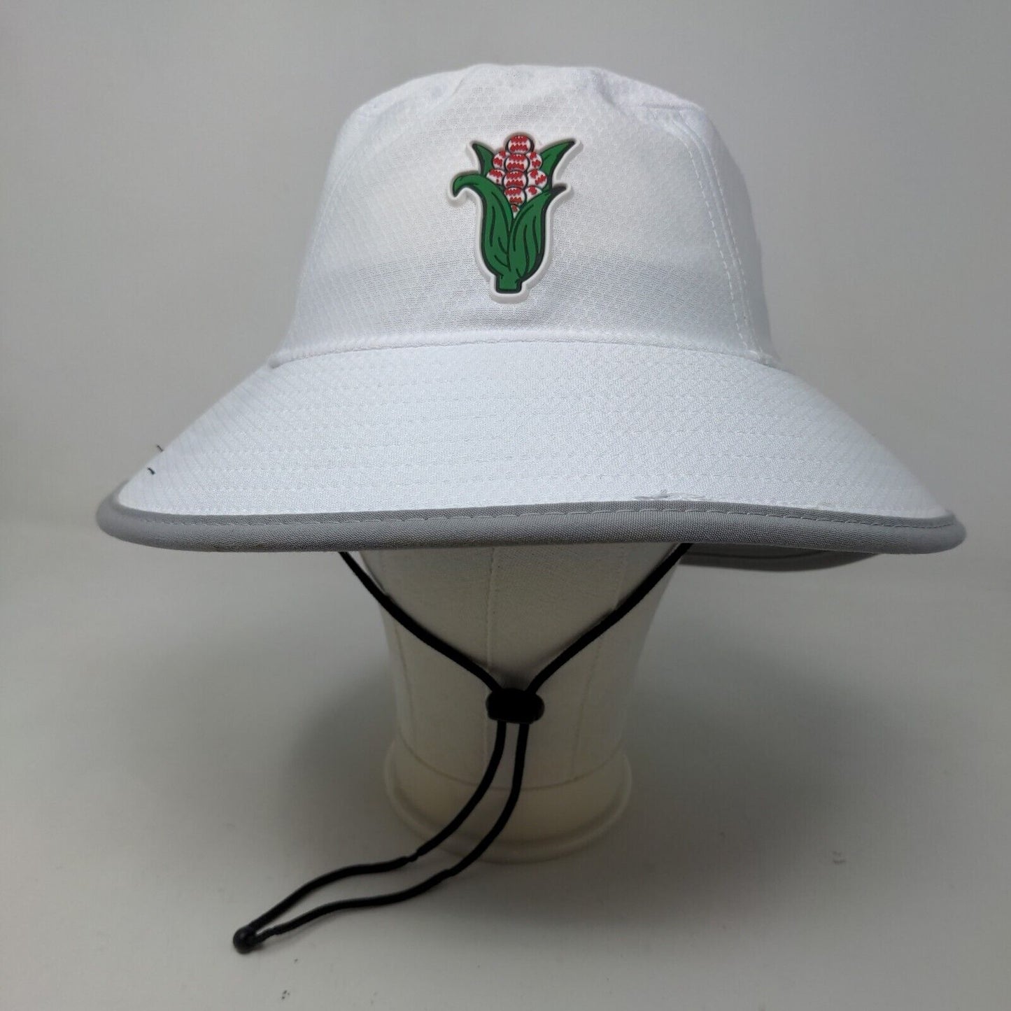 New Era Men's Sun Hat Wide Brim White Size L/XL 3D Flower Logo 100% Polyester