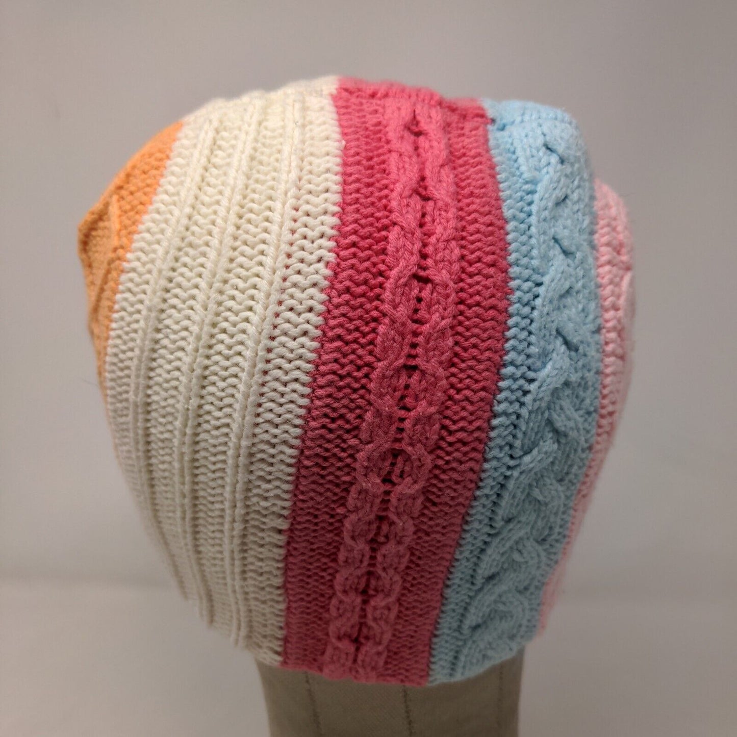 Mudd Headwear Girls Cable Knit Beanie Hat Multi Striped OSFA