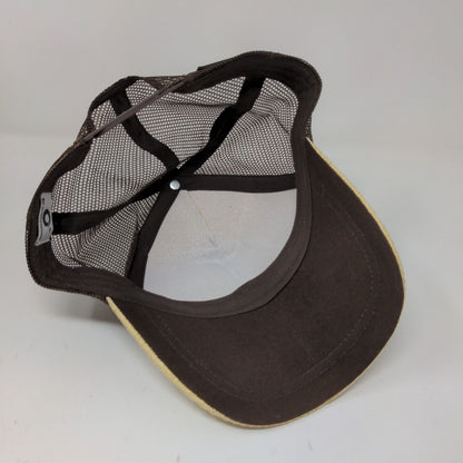 Costa Rica Men's Mesh Back Snapback Hat Brown Tan Straw Beach Graphic