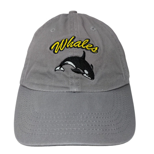 Unbranded Men's Slideback Hat Gray Adjustable Embroidered Whales Logo Cotton