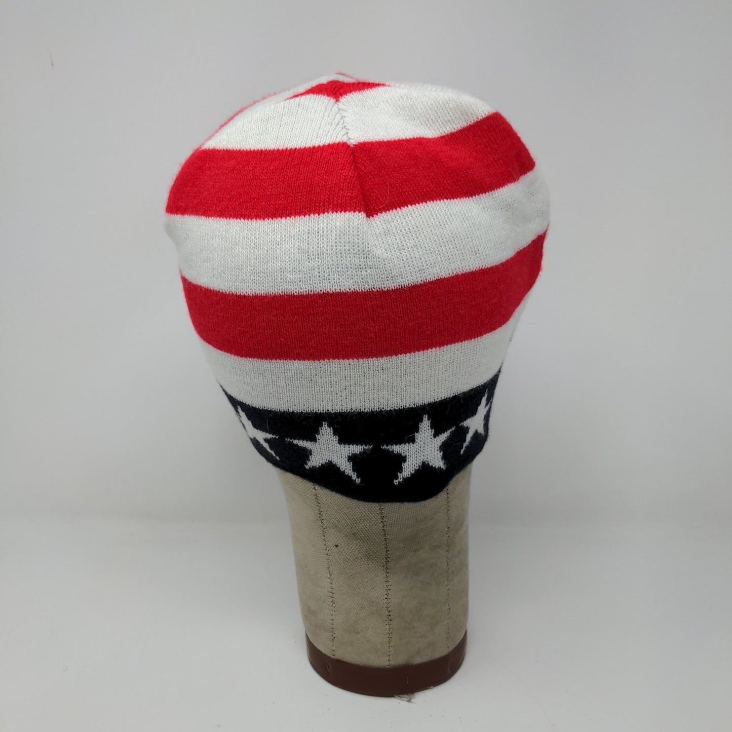 Patriotic Fly America Beanie Hat Red White Blue Stars Embroidered Spell Out