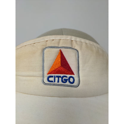 Citgo Gas Sun Visor Slideback Hat White Heavy Stains Embroidered