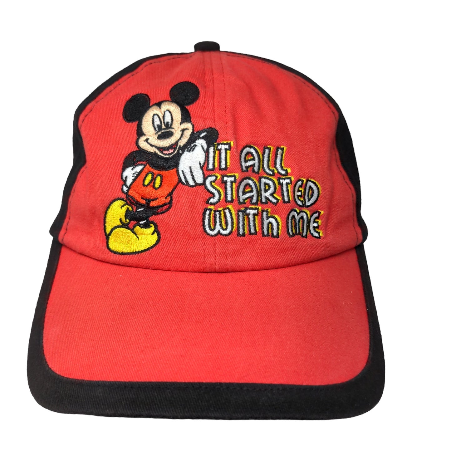 Walt Disney World Kids Strapback Hat Black Red Embroidered Mickey Mouse