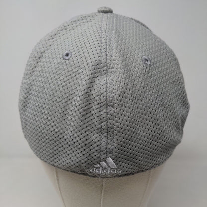 Adidas Men's Fitted Hat Gray Size L/XL Embroidered Logo 100% Polyester