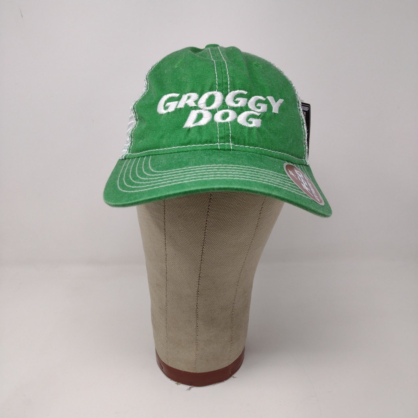 Groggy Dog Ahead Extreme Fit Strapback Meshback Hat Green White W/Tags